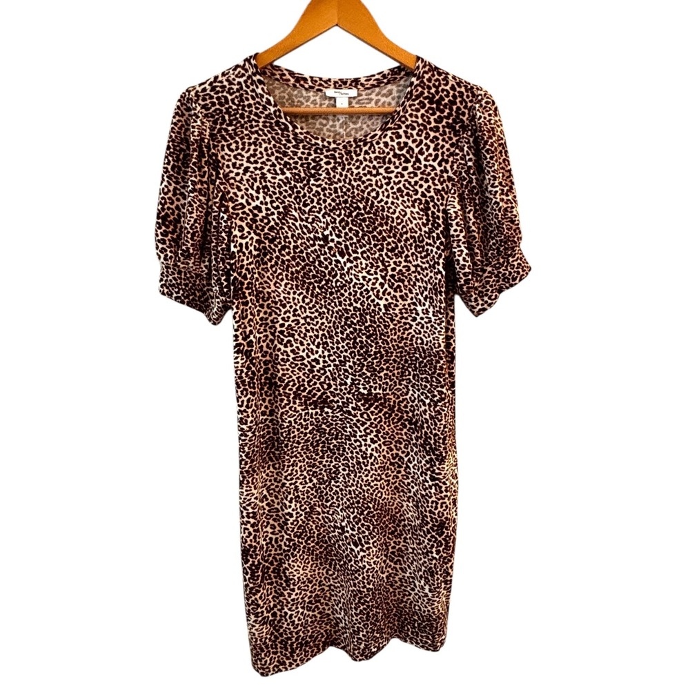 Anthropologie Daily Ritual Chocolate Brown Leopard Print Dress Size S Boho